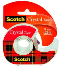 Tejphållare Scotch Crystal med tejp, 19mm x 25m, påfyllningsbar