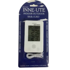 Termometer Non-branded Digital Inne Ute med klocka, vit, min/max