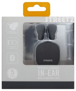 True Wireless Hörlurar Streetz T200, Bluetooth 5.0, svart