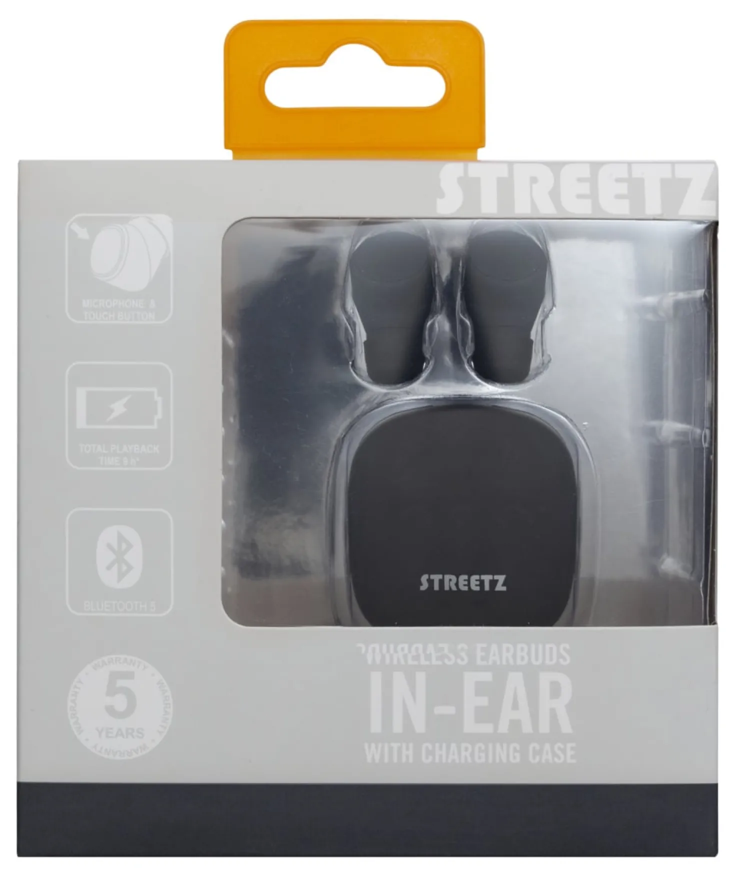True Wireless Hörlurar Streetz T200, Bluetooth 5.0, svart