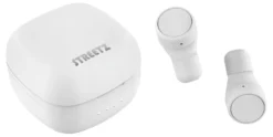 True Wireless Hörlurar Streetz T200, Bluetooth 5, vit, 16h batteritid