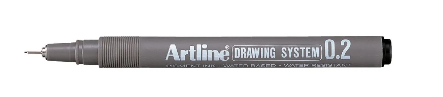 Tuschritpenna Artline Drawing System, 0,2 mm, svart