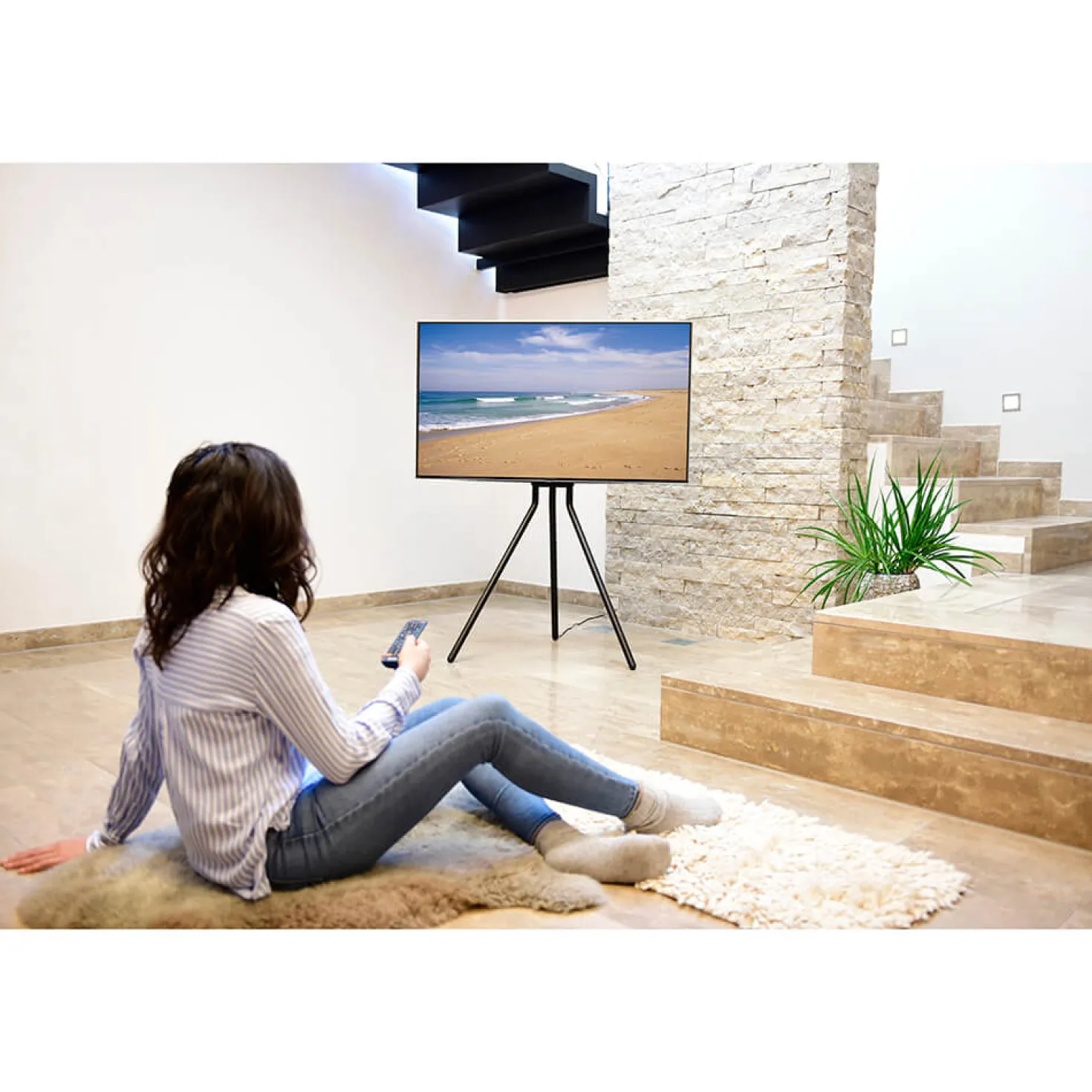 TV-golvstativ Hama, 37-75 tum, VESA 300x200-600x400, svart