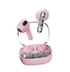 TWS-hörlurar Streetz T150, Bluetooth 5.2, transparent rosa