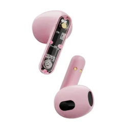 TWS-hörlurar Streetz T150, Bluetooth 5.2, transparent rosa