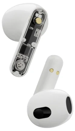 TWS-hörlurar Streetz T150, Bluetooth 5.2, transparent vit