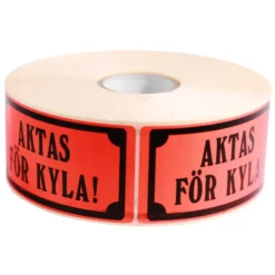 Varningsetikett BNT Office Aktas för kyla, 100x50mm, 1000 st/rulle