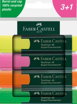 Överstrykningspenna Faber-Castell 1548, 4-set blandade färger