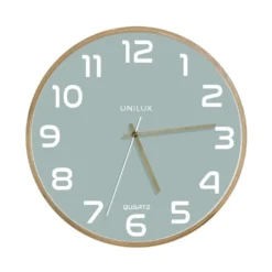 Väggklocka Unilux Baltic, björkträ, grön, Ø 31,5 cm