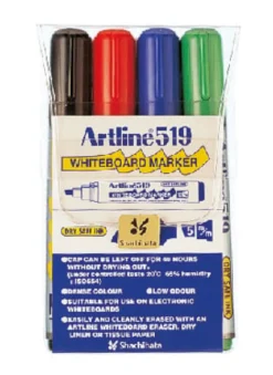 Whiteboardpenna Artline 519, snedskuren spets, 4-pack