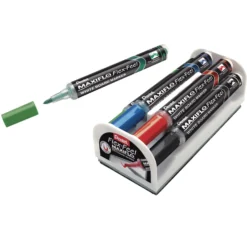 Whiteboardset Pentel Maxiflo Flex-Feel, 4 pennor, magnetisk sudd