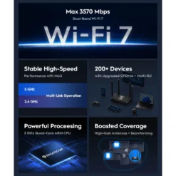 Wi-Fi Router CUDY WR3600 Wi-Fi 7 BE3600, mesh, 5 gigabitportar
